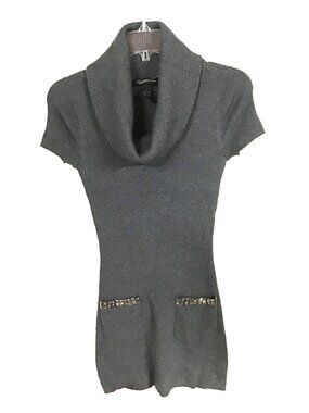 INC International Concepts Small Gray Short Sleeve Cowl Neck Bodycon Dress